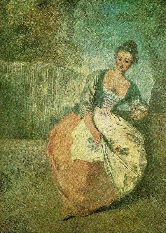 en rokokodam, WATTEAU, Antoine